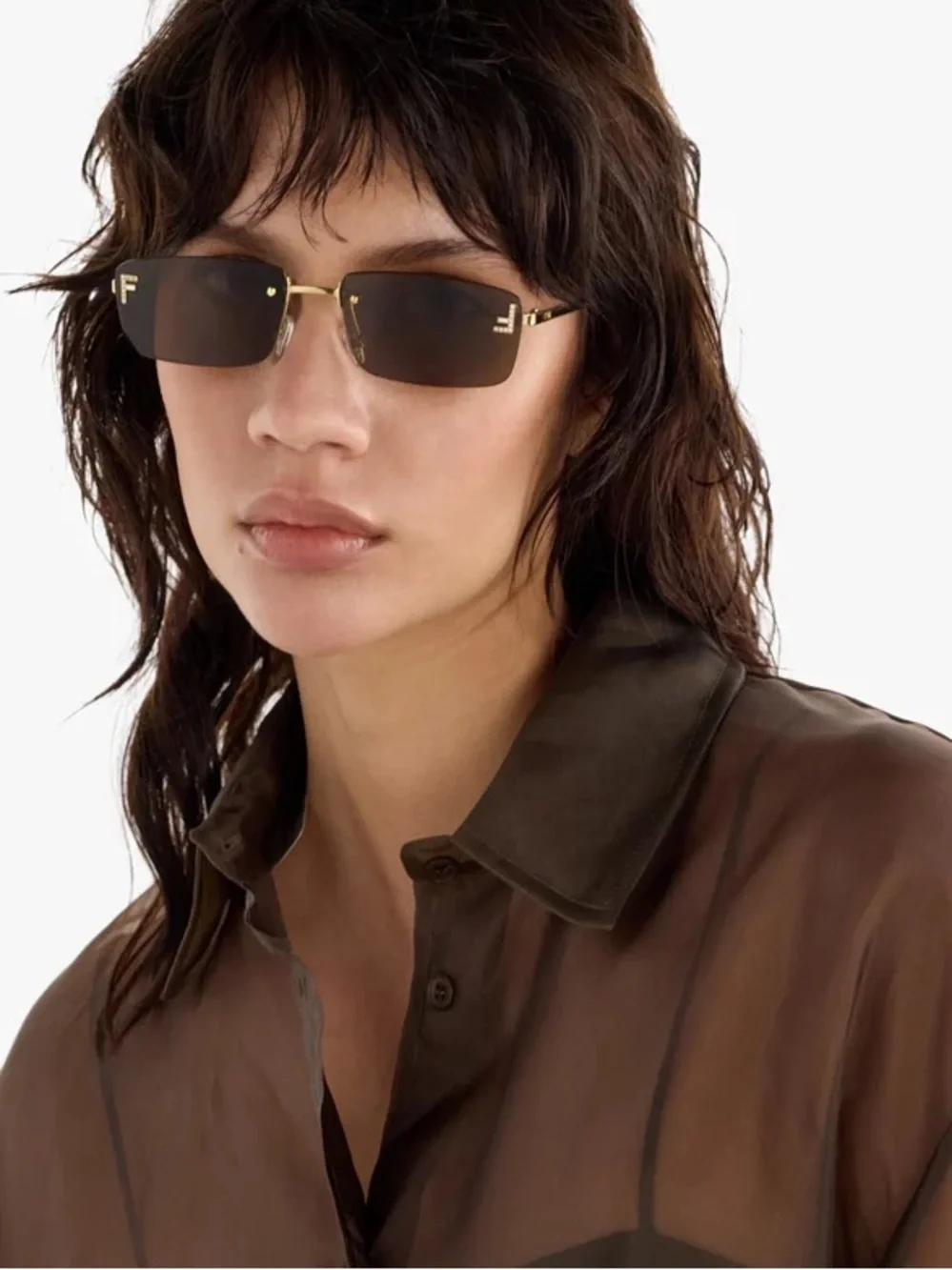 New Fendi FE4172US 32E Gold Brown Sunglasses Authentic